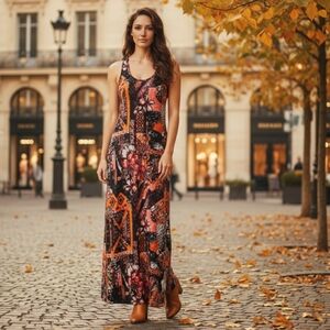 Jostar Women's Floral Print Vibrant Maxi Dress Size Small